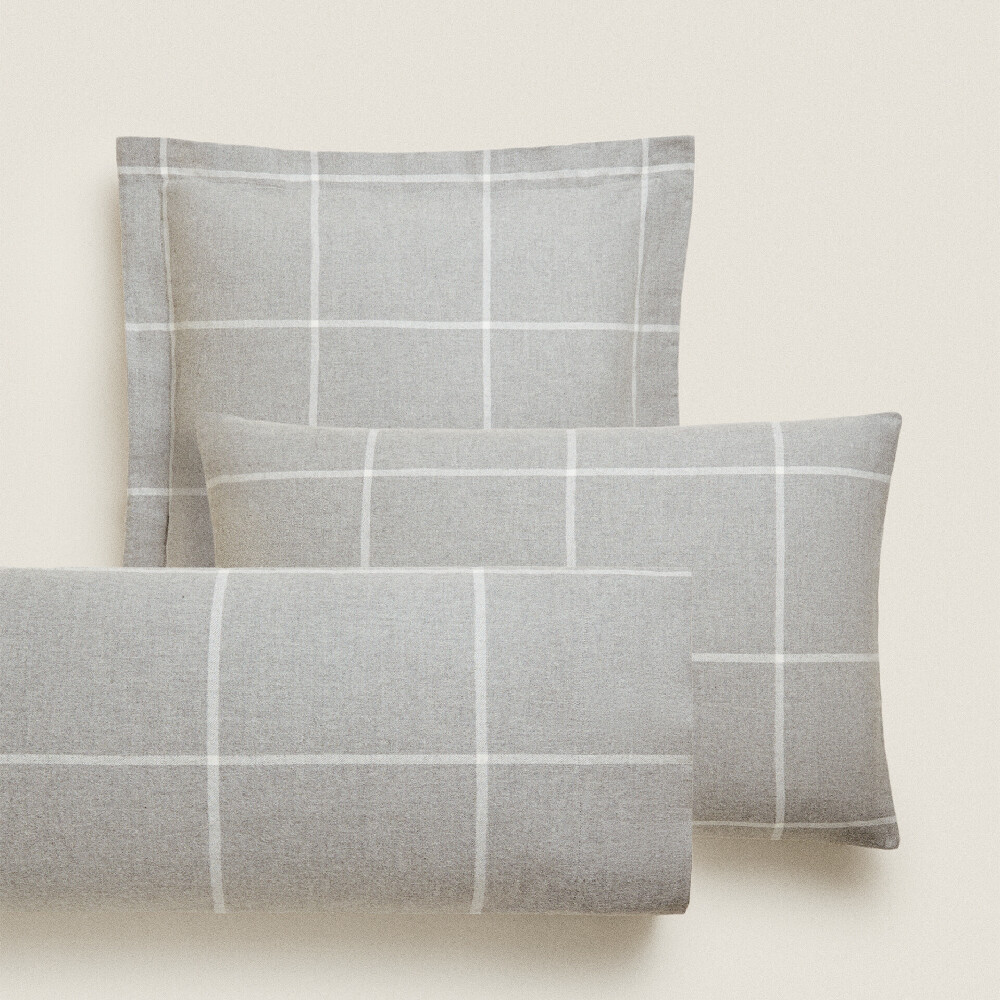 Наволочка Zara Home Check Flannel, серый
