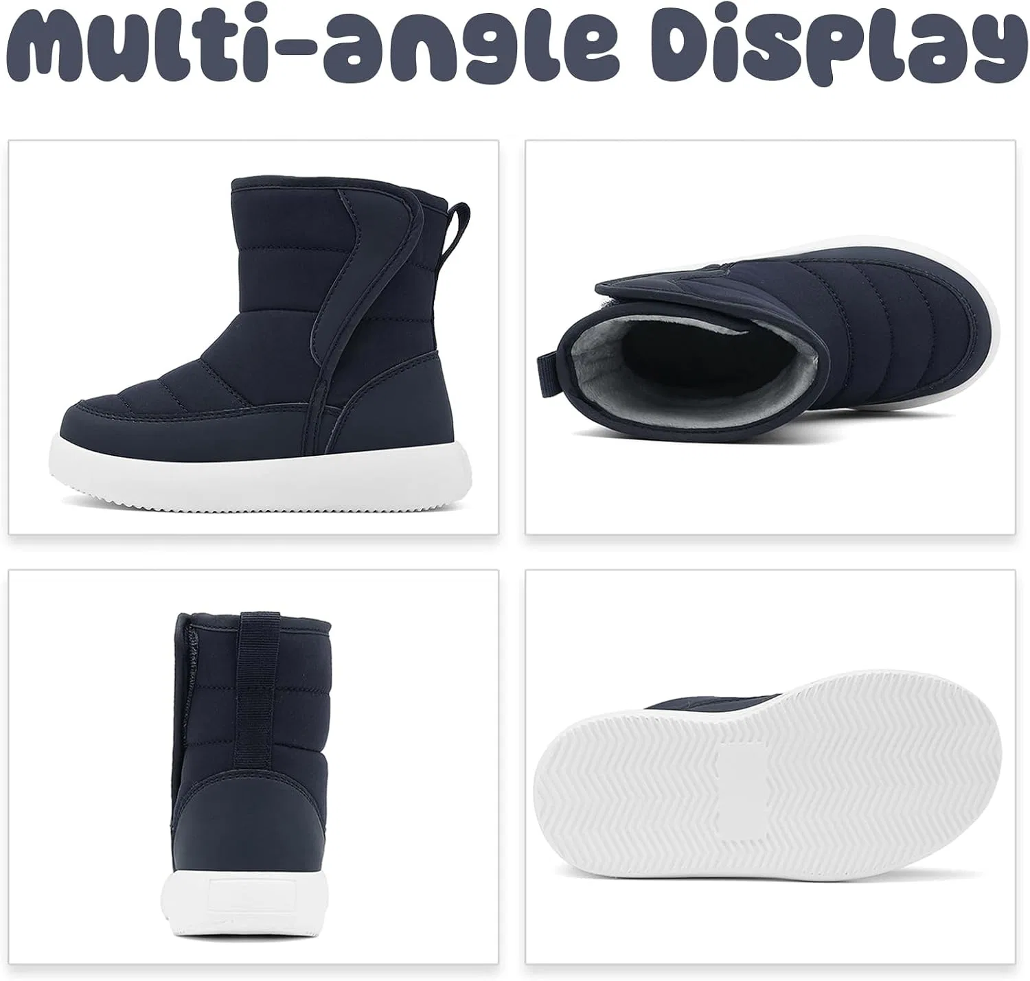 Детские зимние сапоги для девочек с мехом ADKGBE, Navy Blue — фото 2