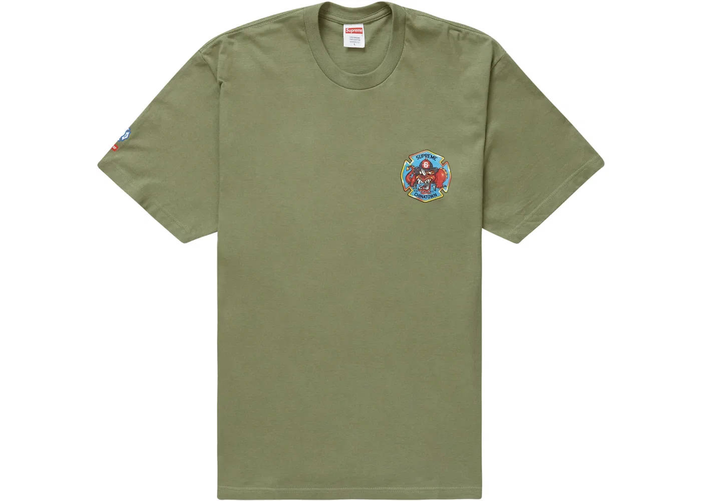 Мужская футболка с принтом Supreme FDNY Engine 9 Tee, Light Olive