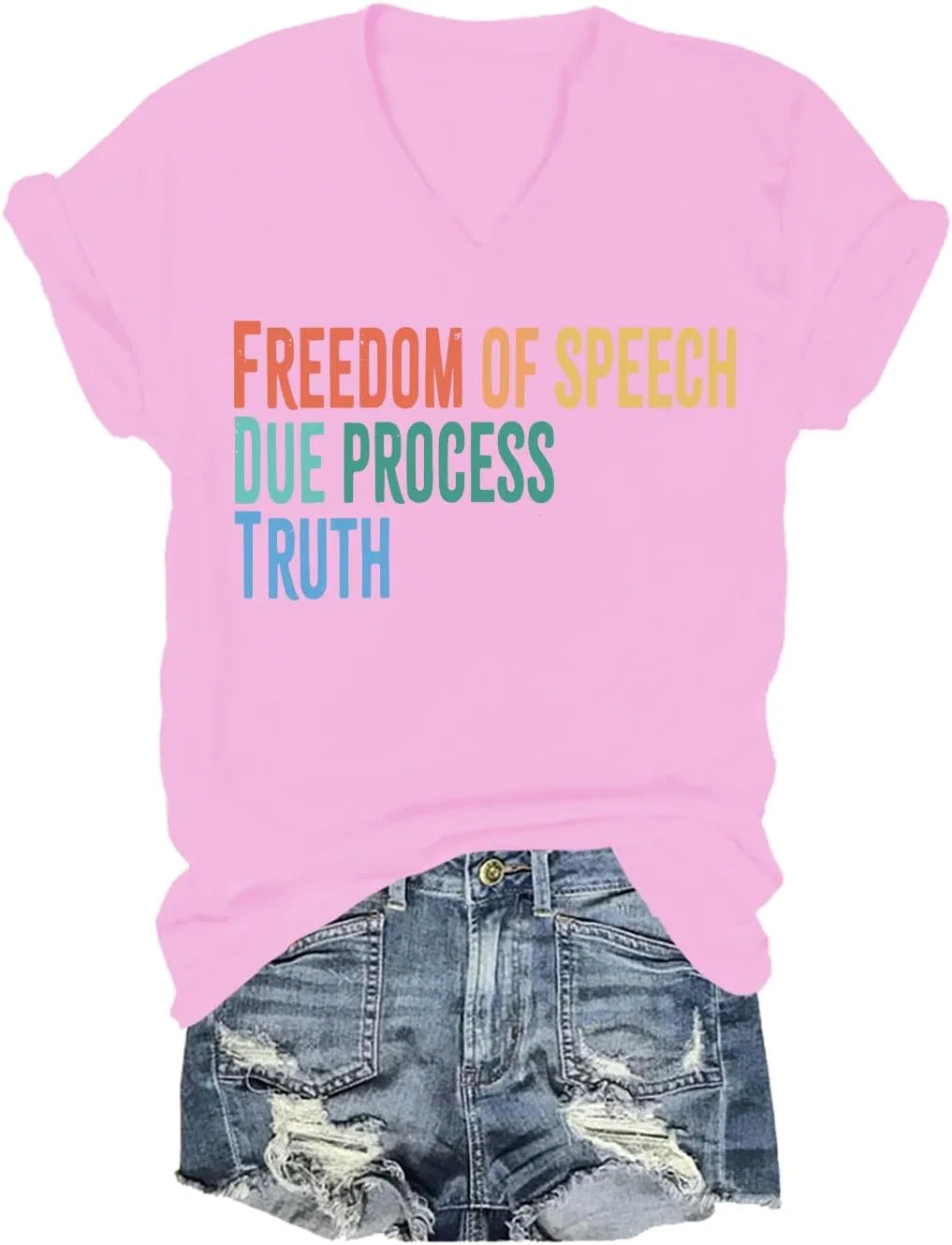 Женская футболка с принтом Freedom of Speech Due Process Truth Shirt, розовый