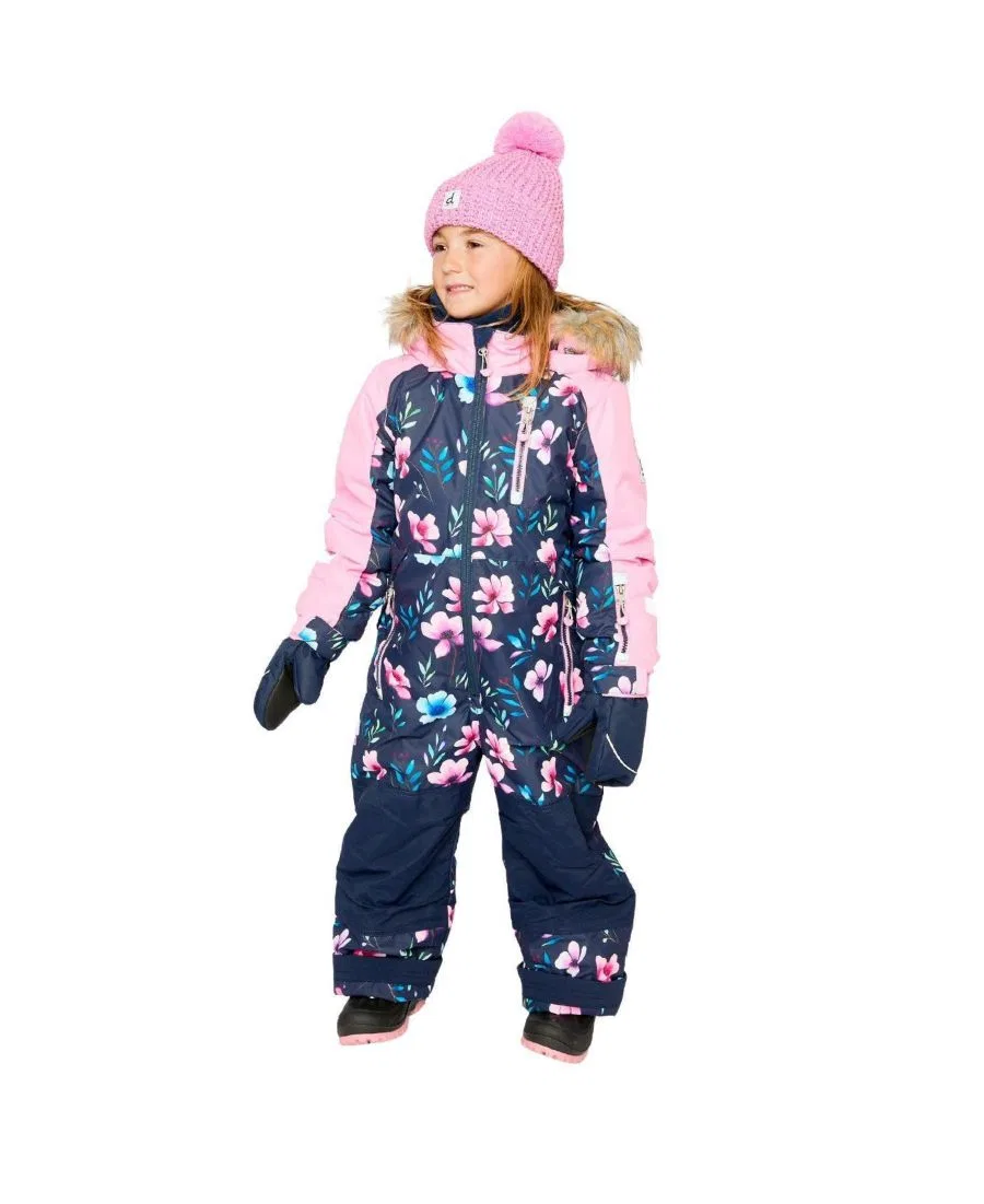Комбинезон-снегокат для девочек с флоральным принтом Deux par Deux, Blue Floral Print — фото 2