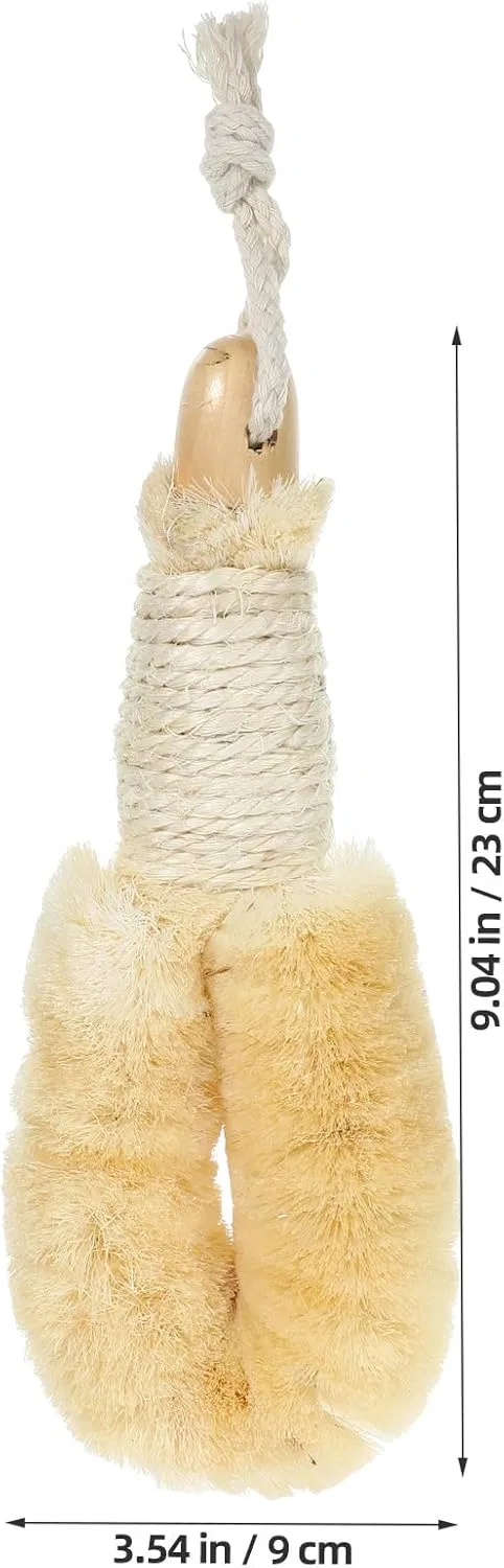 Щетка для тела с деревянной ручкой, для пилинга, 23x9x4.5 см, Светло-желтый Generisch — фото 2