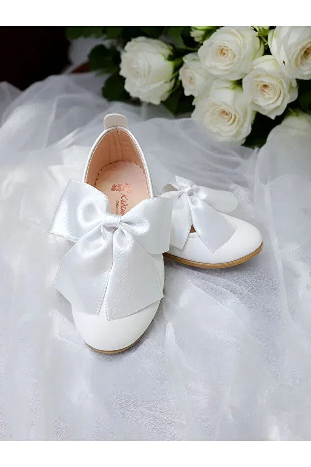 Детские балетки для девочек с бантом Patik Bebe, White — фото 2