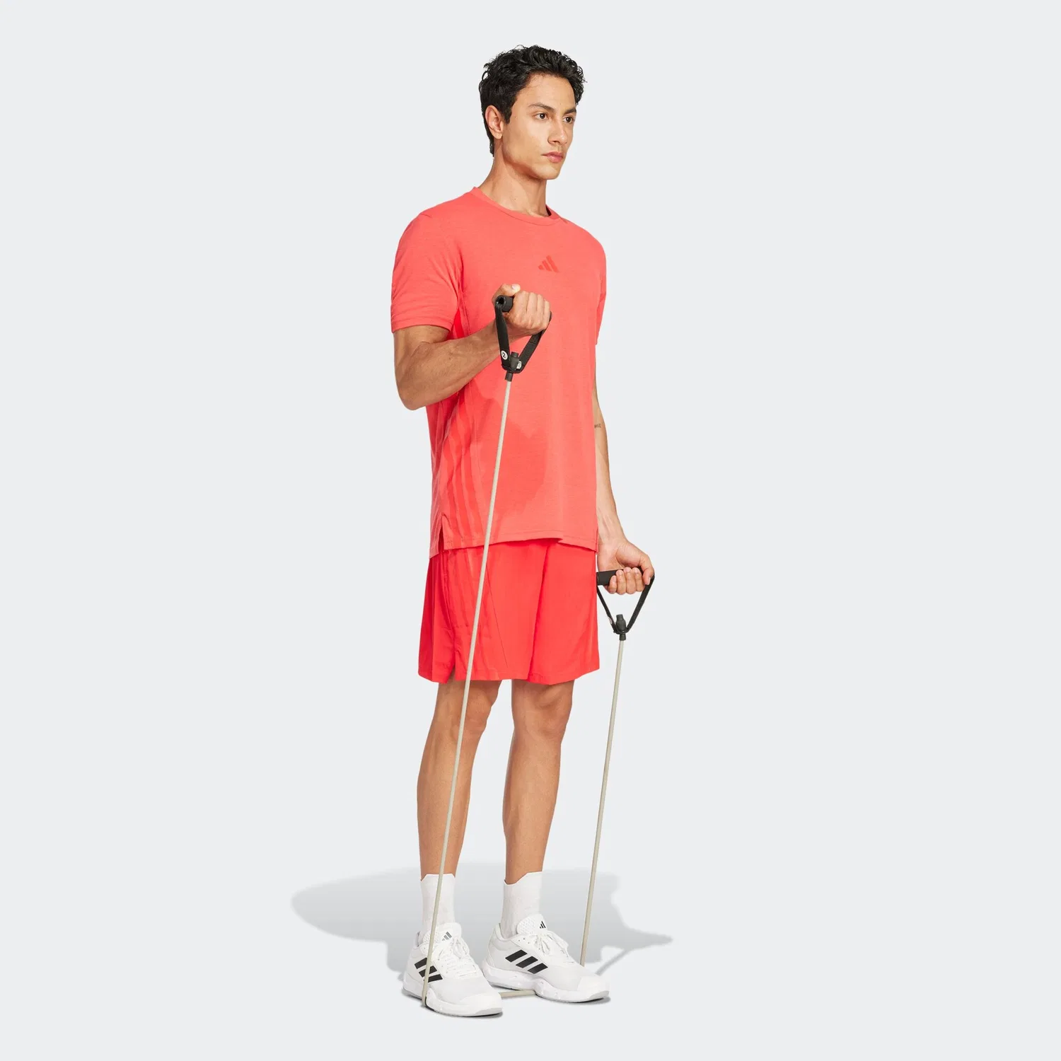 Мужская тренировочная футболка с тремя полосками Adidas Performance, Pure Ruby — фото 4