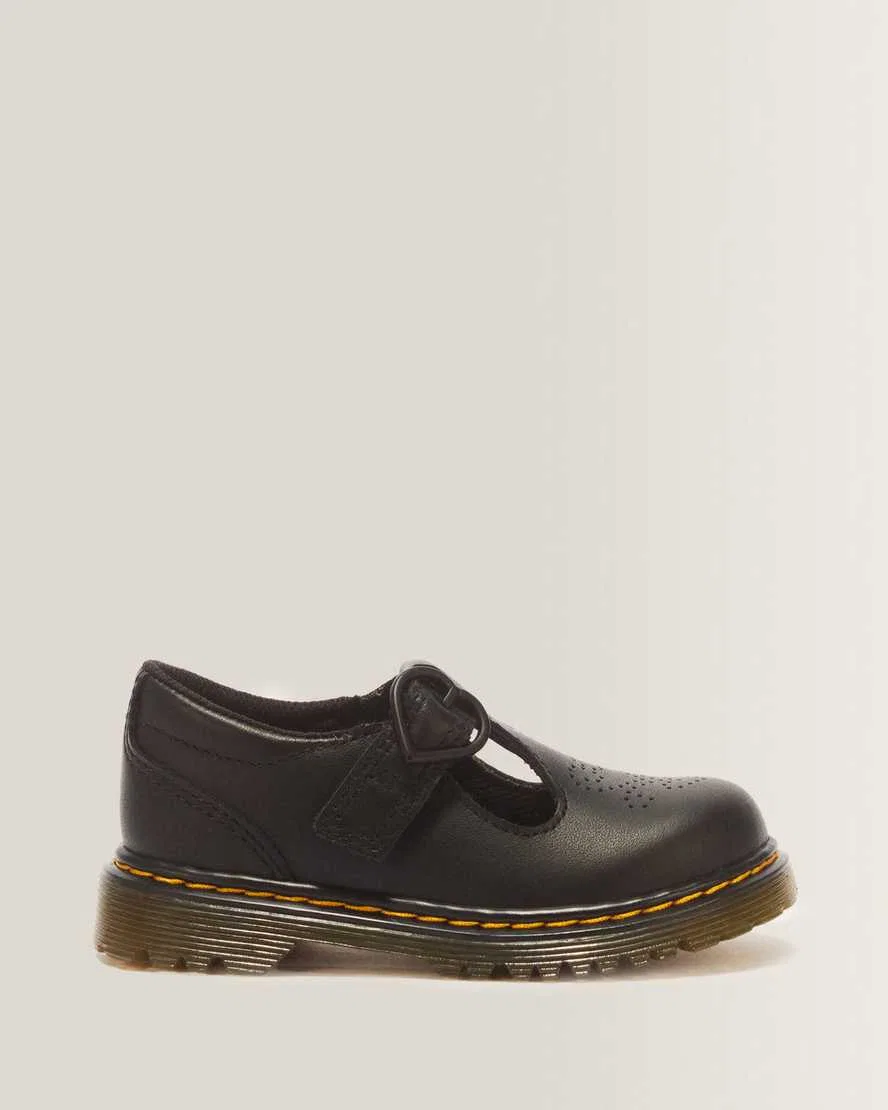Детские кожаные туфли Мэри Джейн с пряжкой-сердечком Polley II Heart Dr. Martens, Black