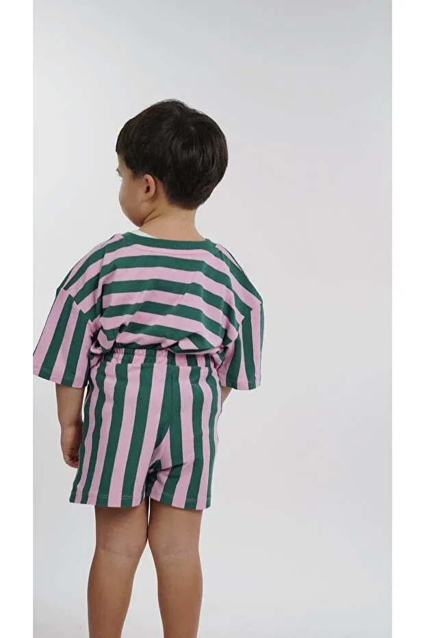 Детские шорты для мальчиков в полоску Zoi Zebra, Pink & Green — фото 4