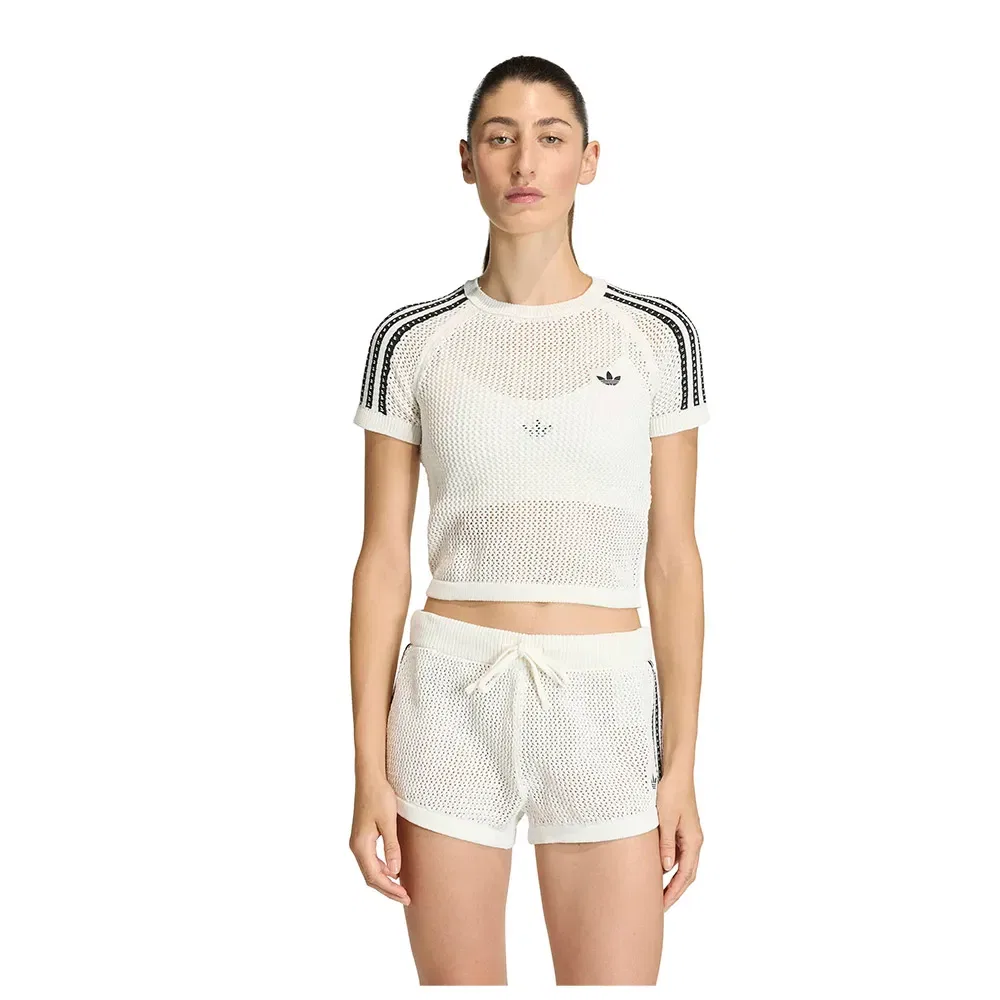 Футболка с коротким рукавом Knitted Crochet Cali Adidas Originals, белый