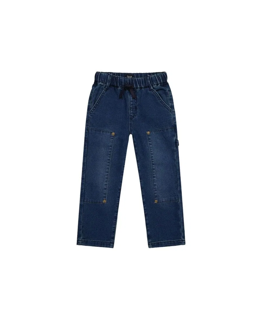 Детские джинсовые брюки из французского футера с карго-карманами Boys Must-Haves Deux par Deux, Navy Blue Denim