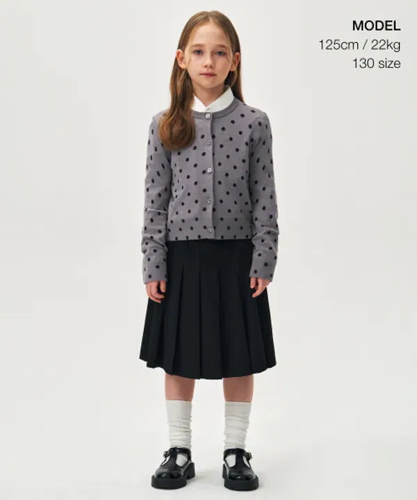 Кардиган с горошком, круглый вырез, Musinsa Standard Kids, средний серый — фото 2