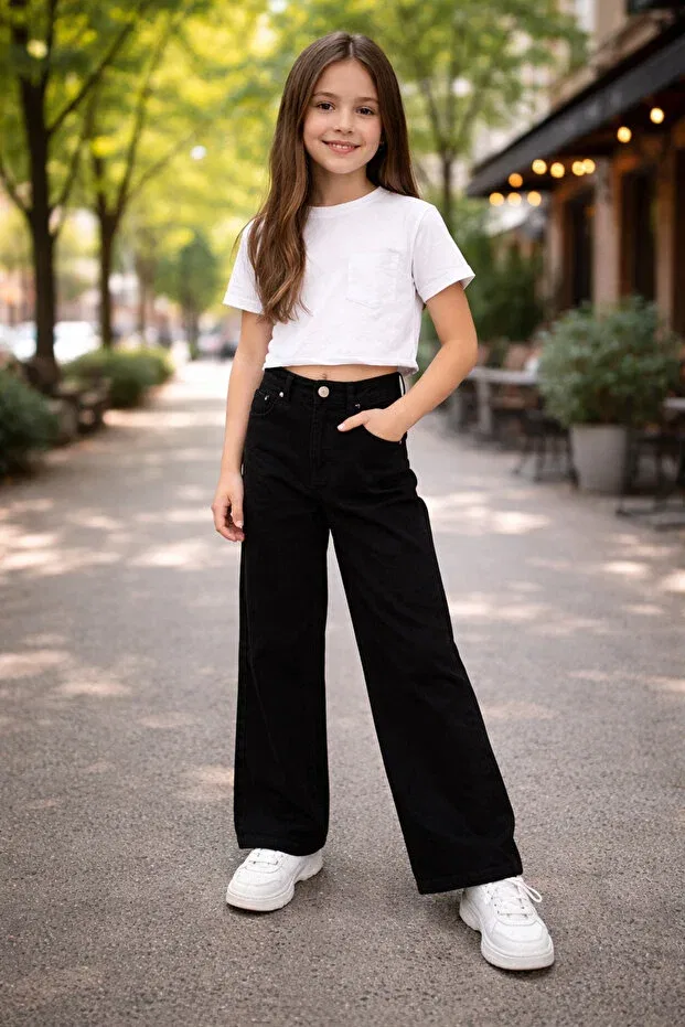 Детские брюки для девочек широкие Tati, Black