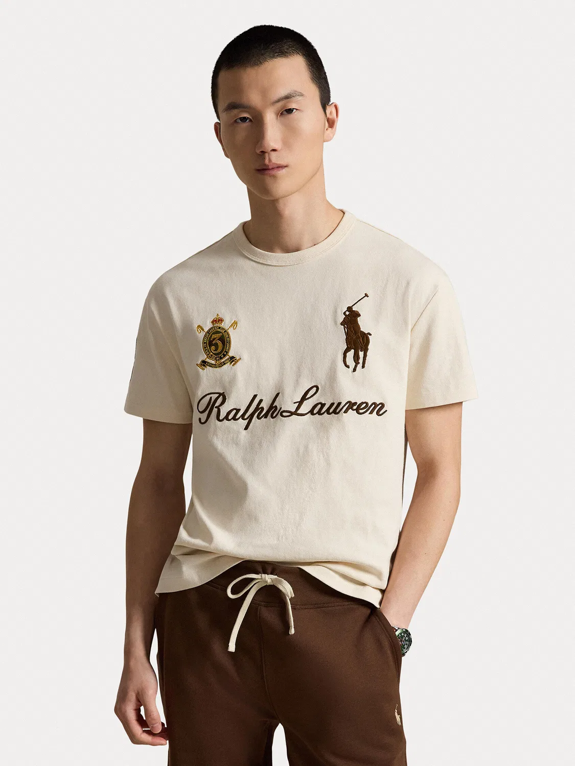 Мужская футболка стандартного кроя Polo Ralph Lauren, кремовый