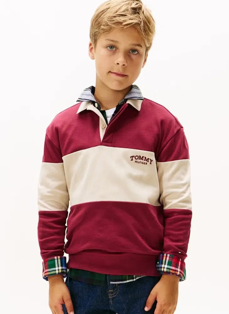 Поло детское с цветными блоками Tommy Hilfiger, песочный