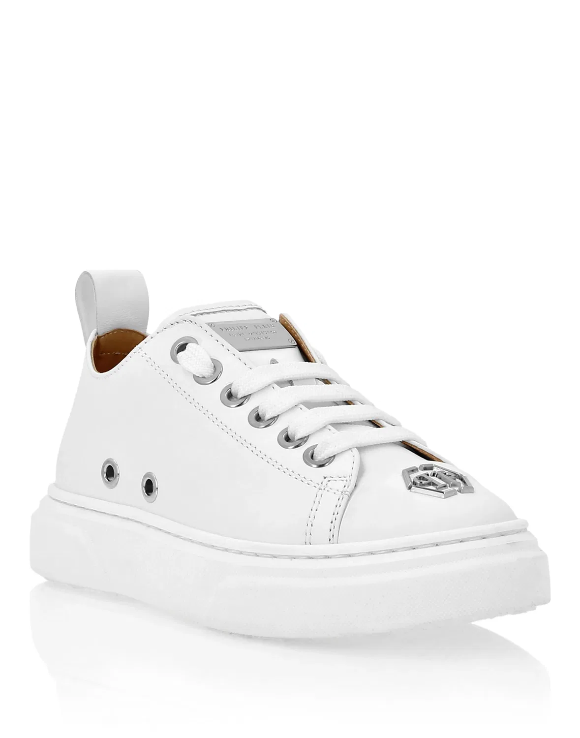 Детские кроссовки низкие с металлической вставкой Megastar Box Sole Lace PHILIPP PLEIN, White