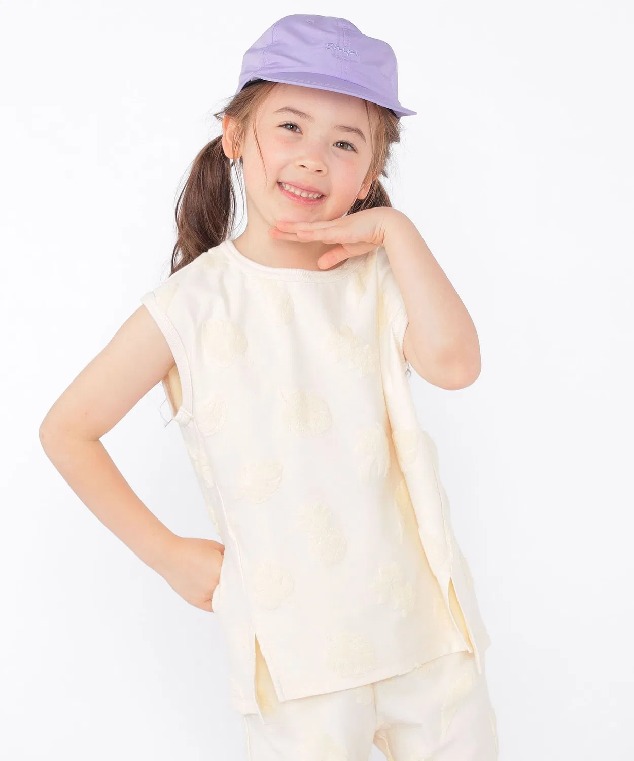 Детское танк-топ без рукавов с жаккардовым принтом, модель SHIPS KIDS SHIPS, Off White — фото 3