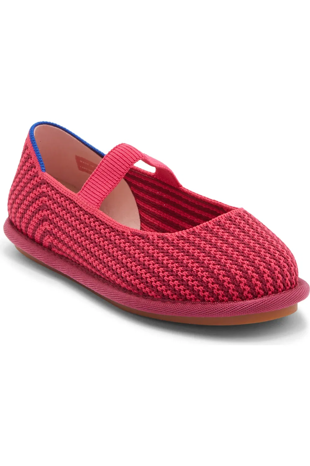 Детские туфли Мэри Джейн на ремешке The Mini Mary Jane Flat Rothy's, Raspberry Stripe