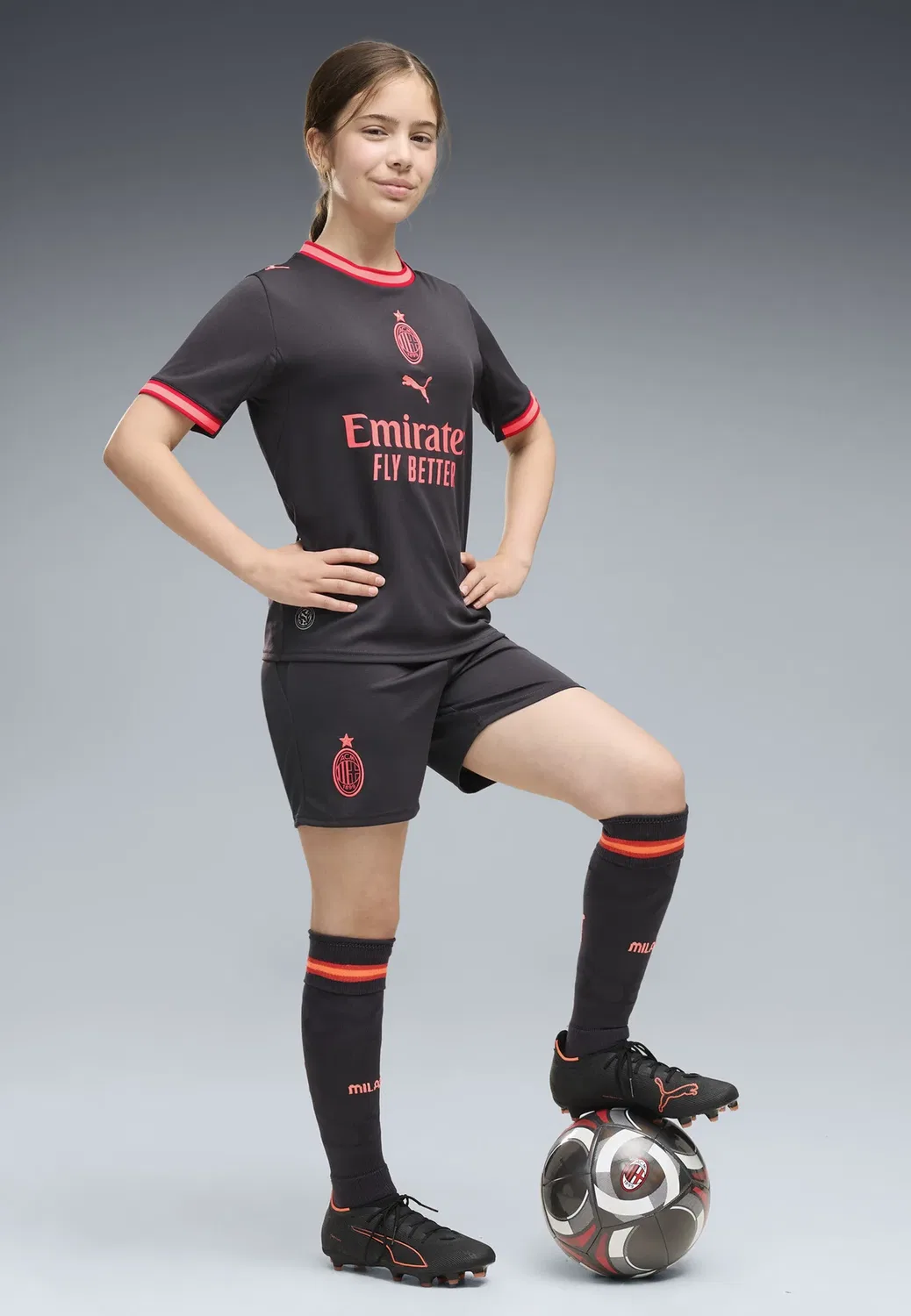 Футбольные шорты AC Milan 26/27, унисекс, клубная одежда Puma, Flat Dark Gray-Glowing Red