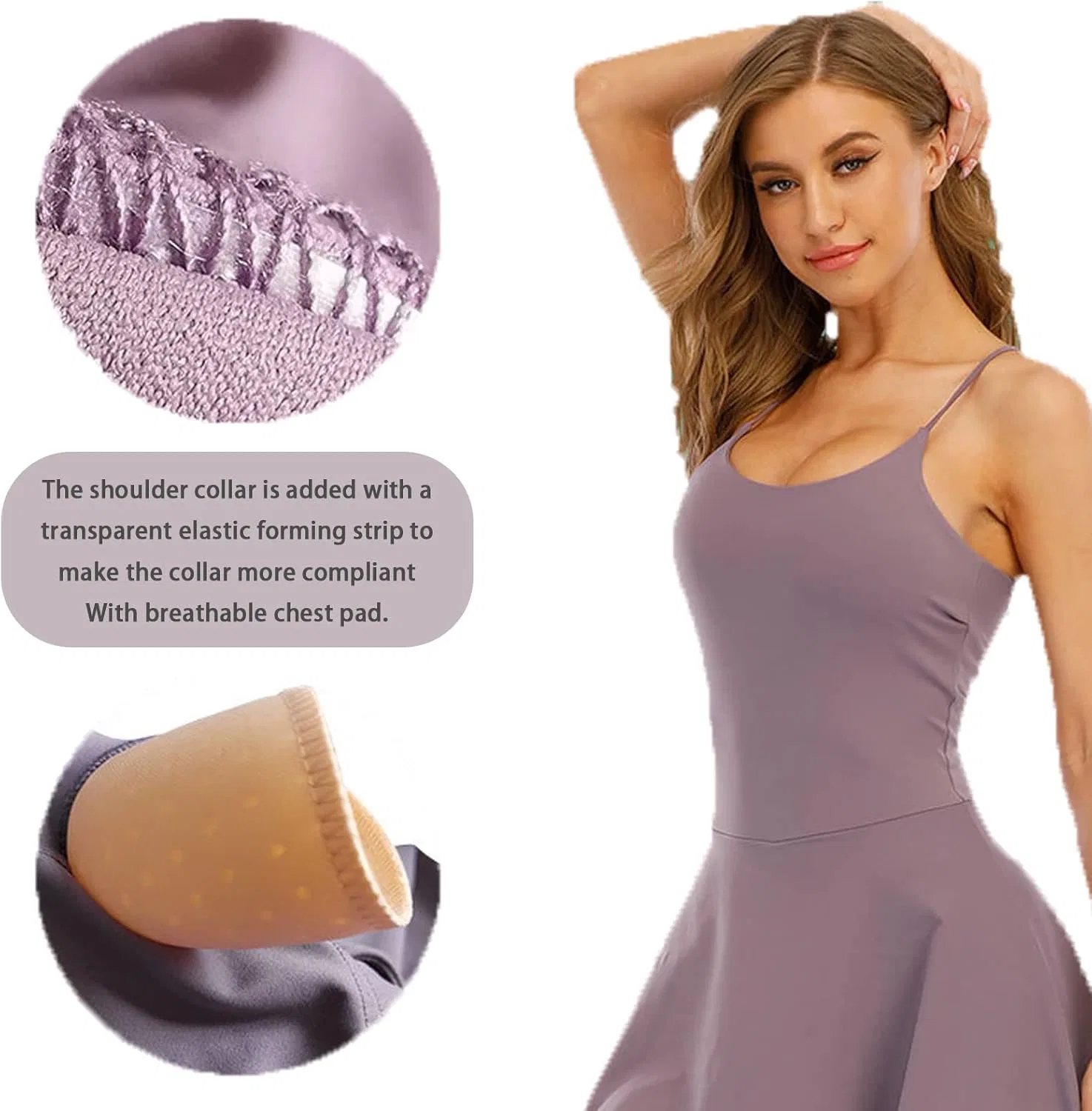 Женское теннисное платье с встроенным бюстгальтером и шортами, Purple — фото 4