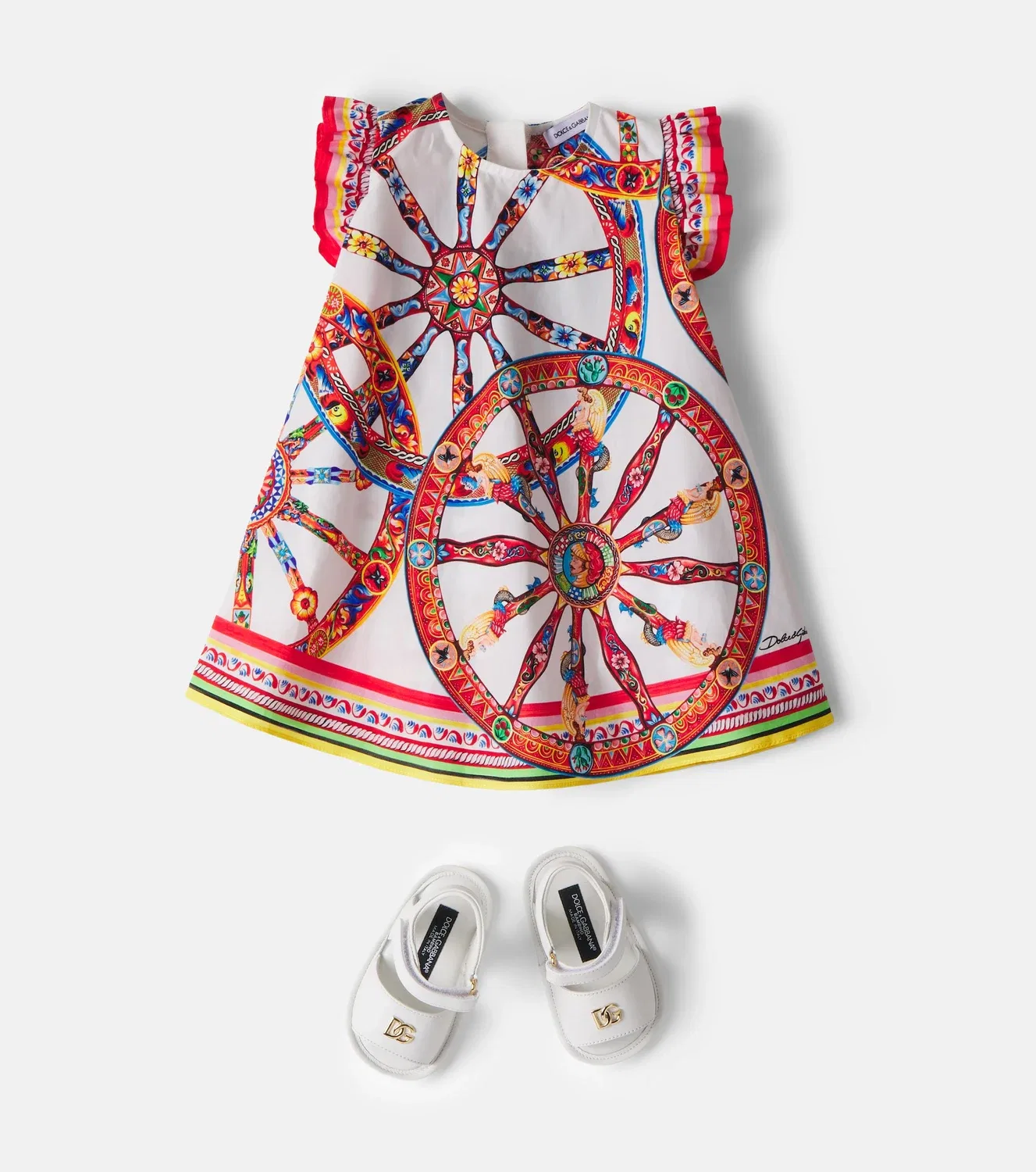 Комплект из платья и трусиков из хлопкового джерси Carretto Dolce&Gabbana Kids, белый — фото 2
