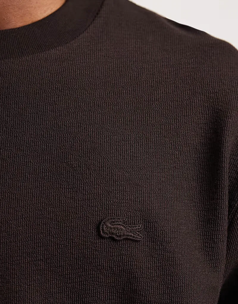 Футболка Lacoste свободного кроя с логотипом в тон, коричневый — фото 3