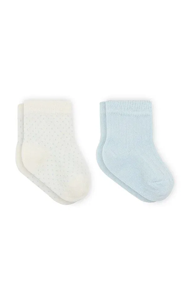 Детские носки с горошком 2 шт Bistyle, Blue-Ecru