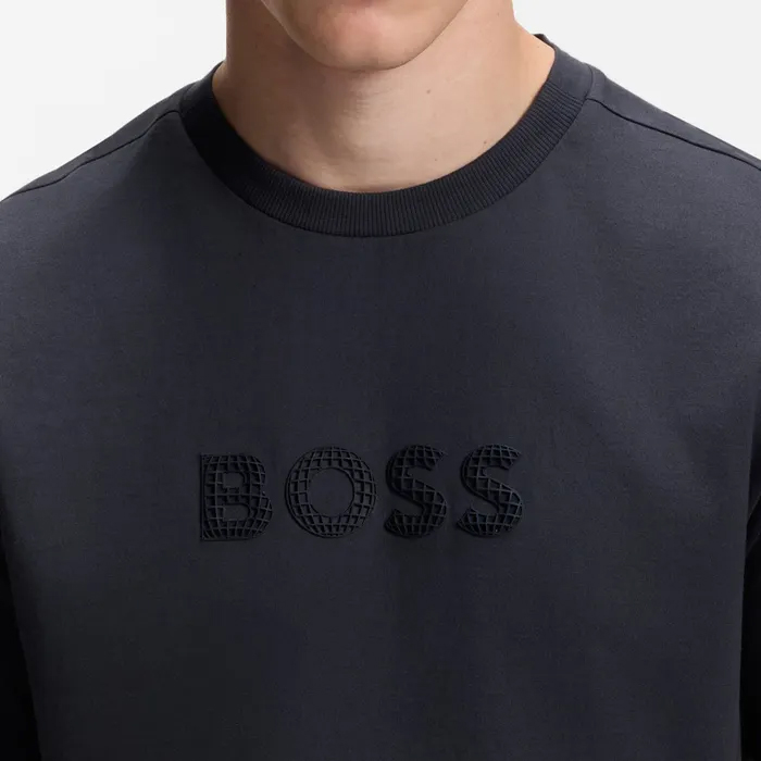 Футболка Boss Cotton-Jersey With Golf-Inspired Logo, темно-синий — фото 4