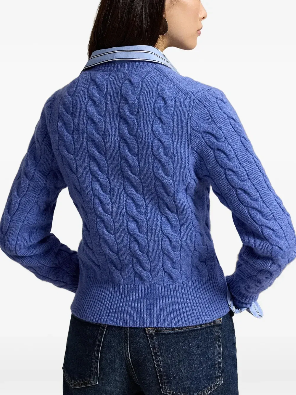 Кардиган Pony фактурной вязки Polo Ralph Lauren, синий — фото 4