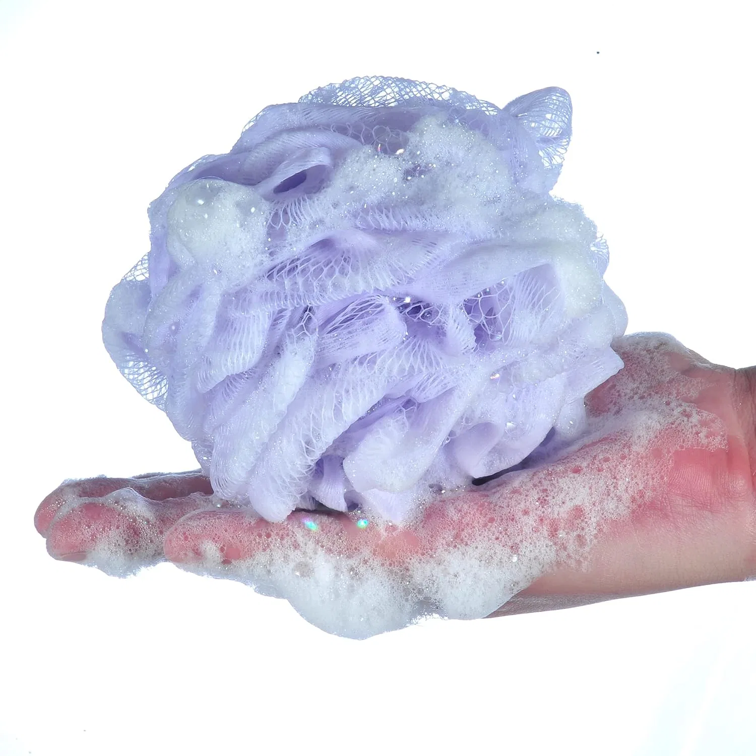 Мочалка для душа Mesh Bath Sponge, 4 шт, 60 г каждая, iboodi, Purple — фото 4