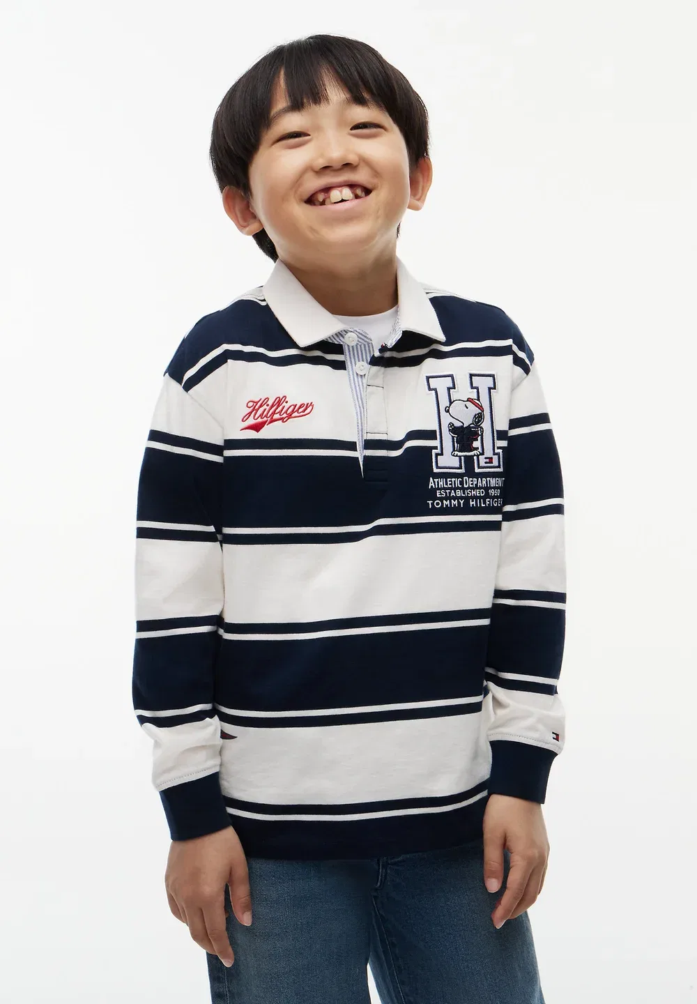 Футболка-Поло Peanuts для регби, унисекс - поло-рубашка Tommy Hilfiger, Dark Blue/ Off White Stripes