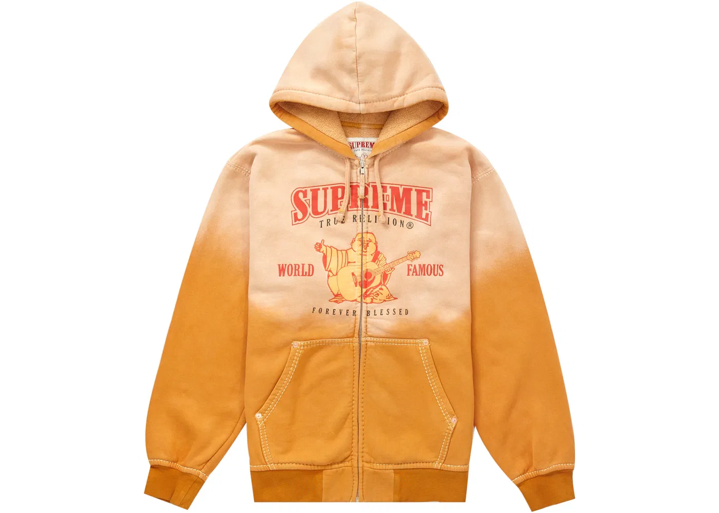 Мужская худи Supreme True Religion Zip Up Hooded Sweatshirt, Dusty Orange