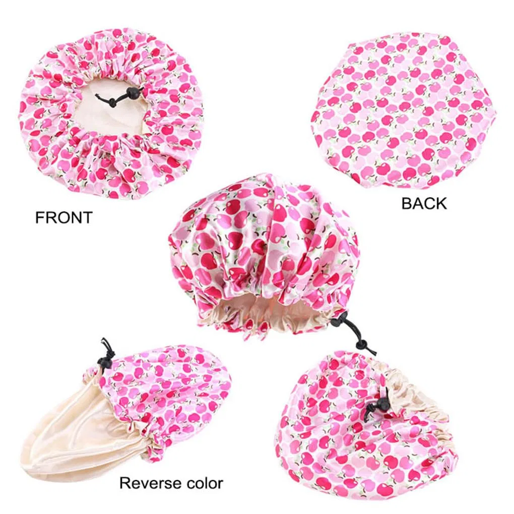Детская шапочка для душа с регулируемой застежкой, Satin, KIXZSAZ, Blatt Rosa — фото 3