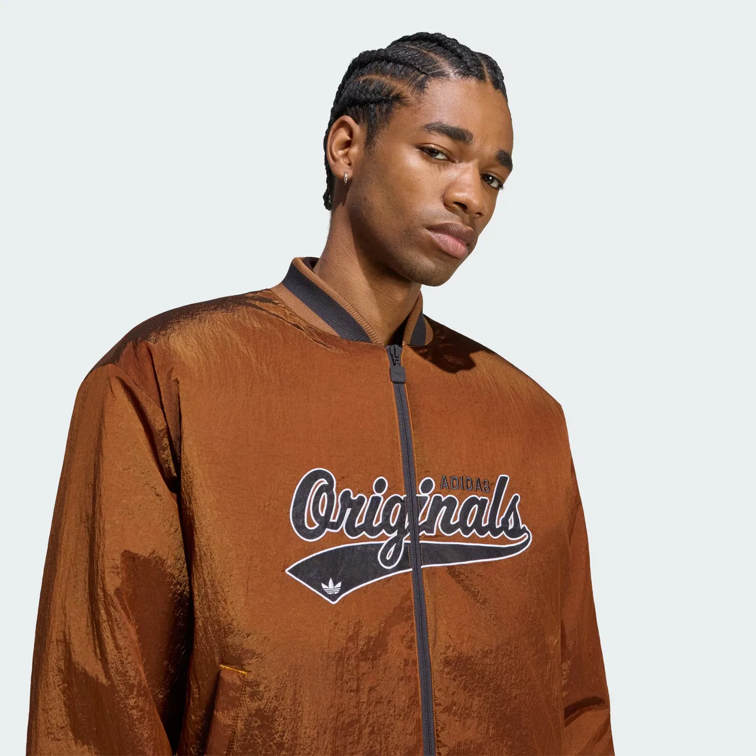Мужская куртка-бомбер свободного кроя Shiny Originals Adidas Originals, темно-бронзовый — фото 4