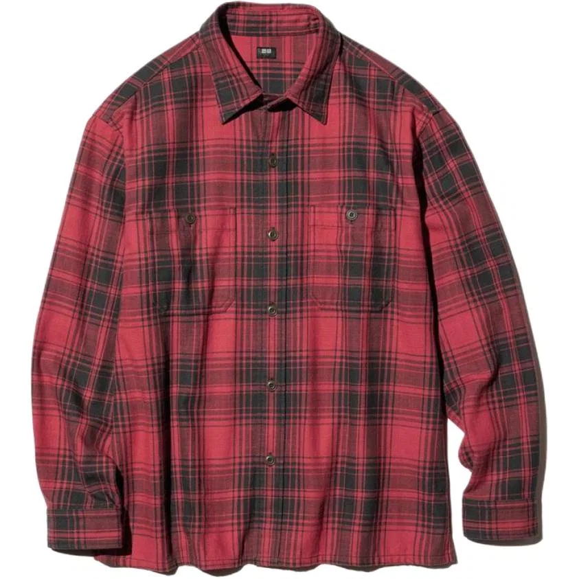 Мужская рубашка с отложным воротником Red UNIQLO