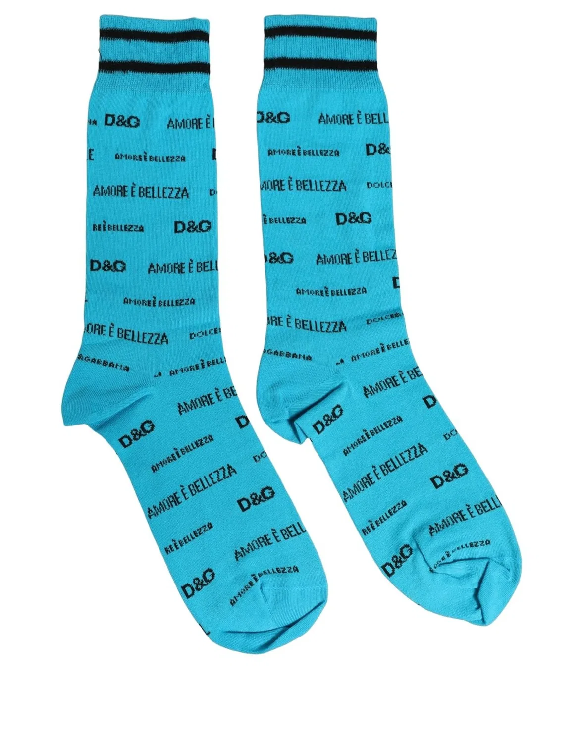 Женские носки с логотипом Mid Calf Dolce & Gabbana, Light Blue — фото 3