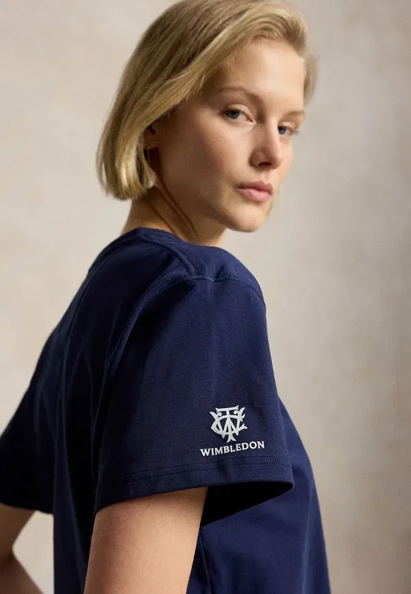 Футболка с принтом 100% хлопок Wimbledon logo cotton jersey tee Polo Ralph Lauren, Refined темно-синий — фото 4