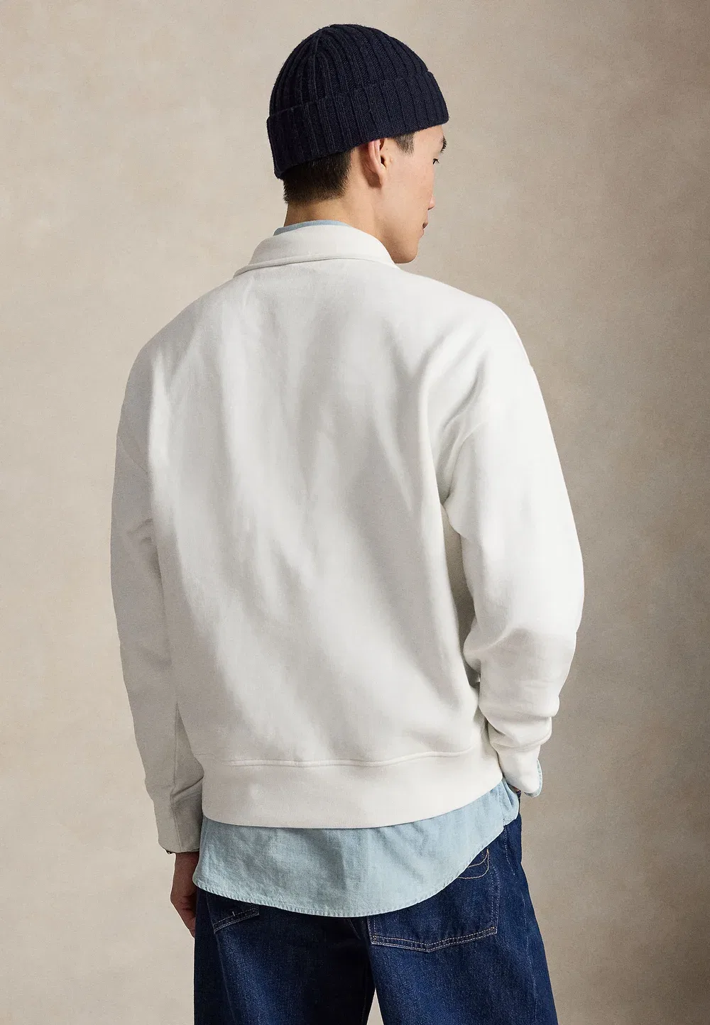 Толстовка свободного кроя с воротником и логотипом - толстовка Polo Ralph Lauren, White — фото 3