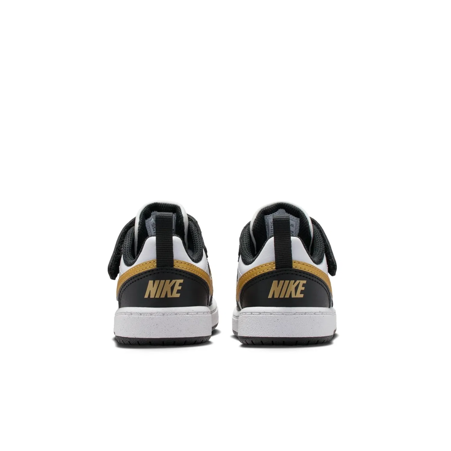 Детский кроссовок для мальчиков с длинным шнурком NIKE Court Borough Low Recraft NIKE, Black Metallic Gold Black White — фото 4