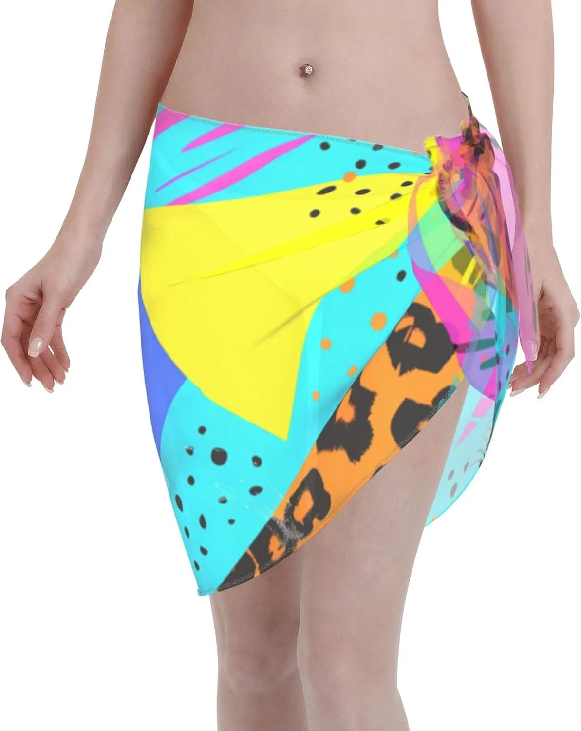 Женский пляжный саронг с принтом, 90-е, Black/Yellow