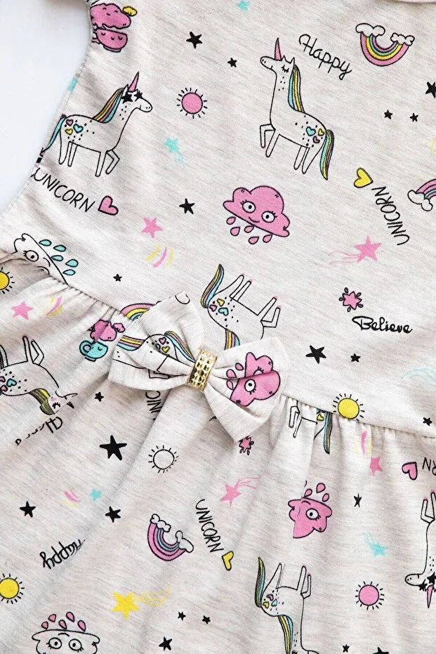Детское платье для девочек с принтом Unicorn Printed Mika Bebek & Çocuk, Pink — фото 4
