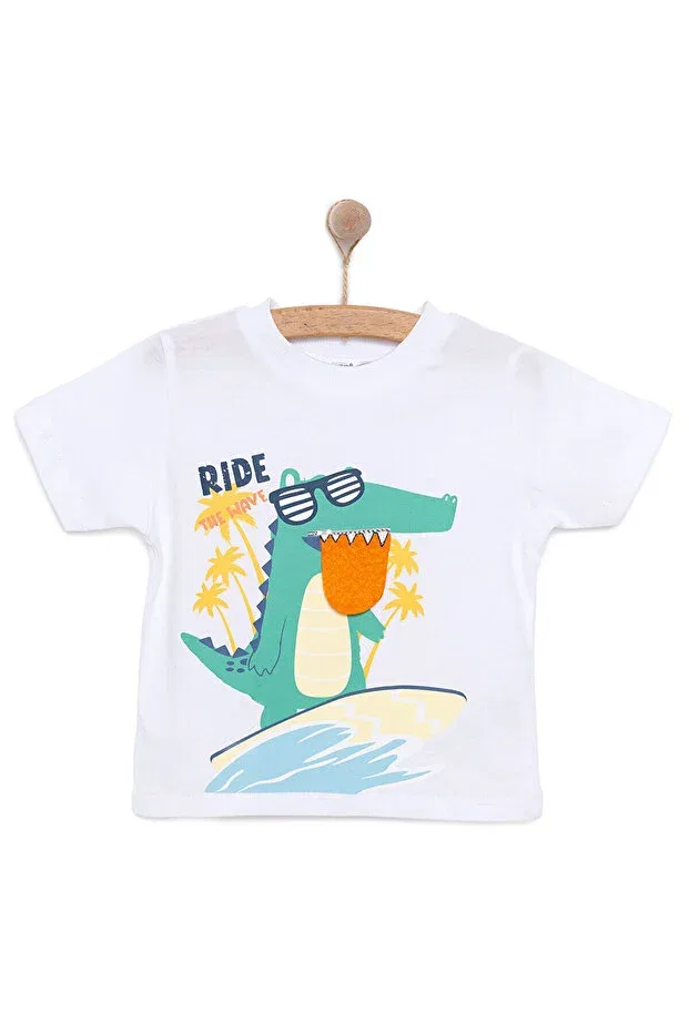 Детская футболка для мальчиков с принтом Hellobaby Crocodile Ebebek Hello Baby, White