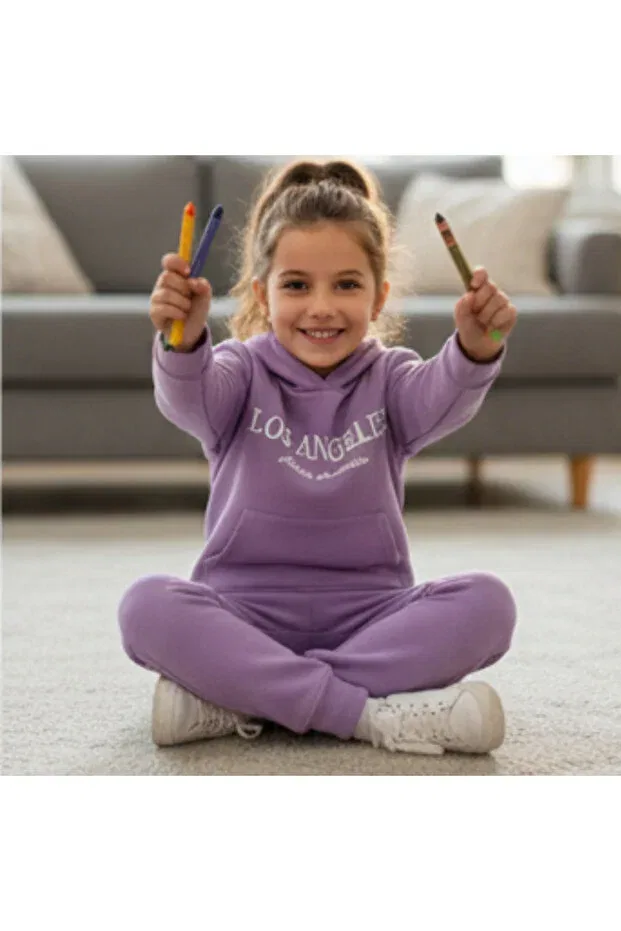 Детский спортивный комплект для девочек с принтом Fancykidsantalya, Lilac — фото 4