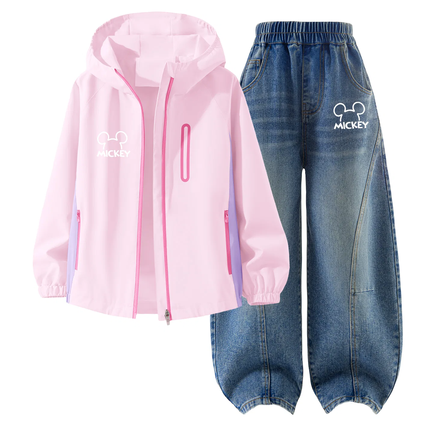 Детский комплект спортивной одежды с капюшоном Thick Board Di Line K_Left Light Baby Pink+Di Line K Denim Blue Disney, Thick Board Di Line K_Left Light Baby Pink+Di Line K Denim Blue