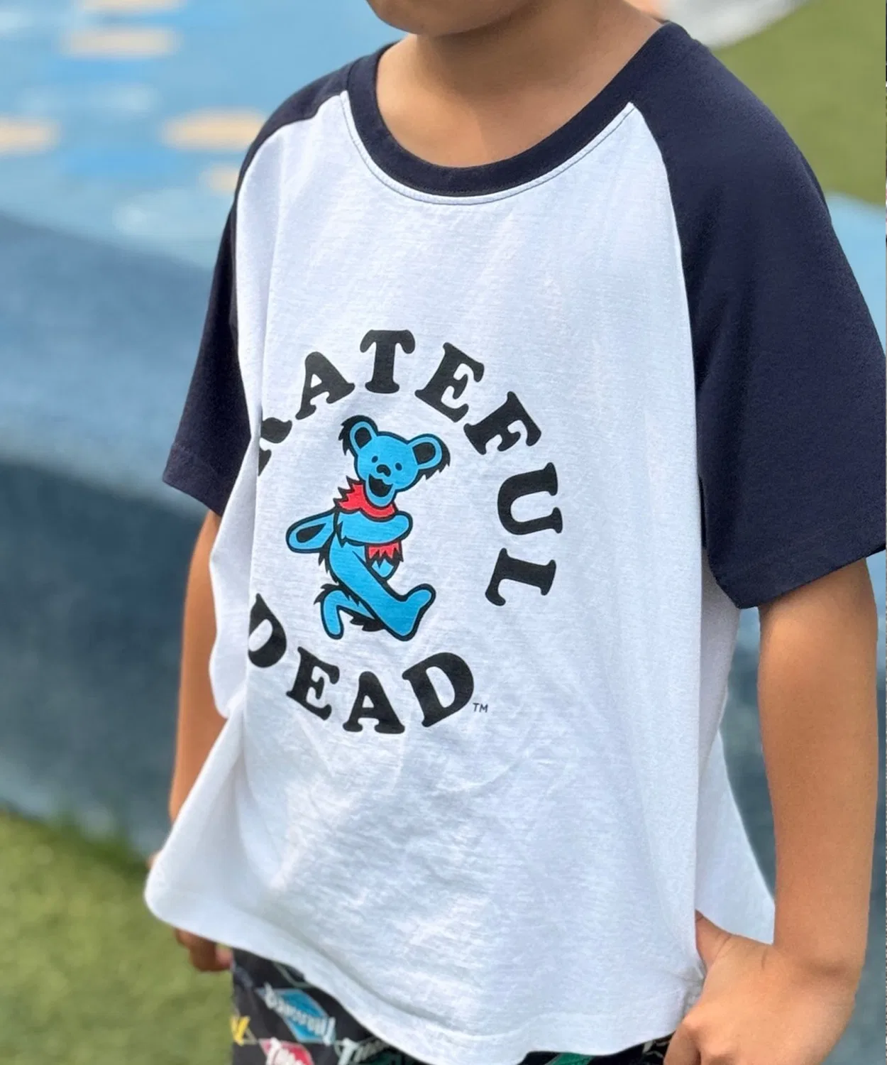 Детская футболка с длинным рукавомGrateful Dead, Navy