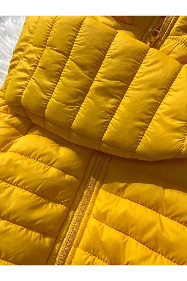 Детское зимнее пальто для девочек с капюшоном Basics Mayakids, Yellow — фото 2
