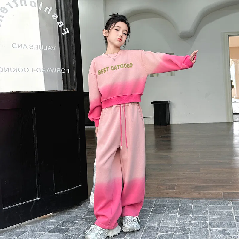 Детский комплект спортивной одежды из флиса с градиентным принтом Lanza, Pink — фото 3