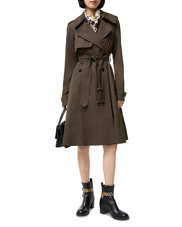 Женское пальто с поясом из габардина Pembury Burberry, Estuary Brown — фото 4