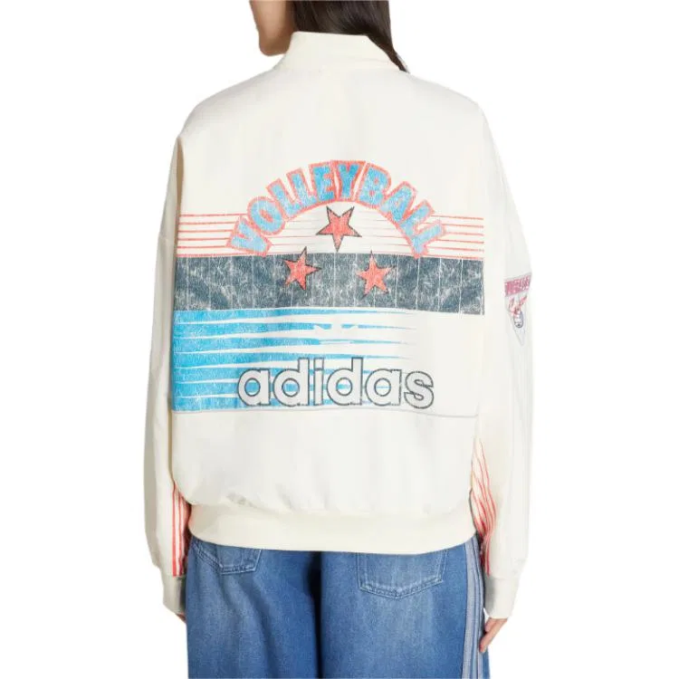 Женский свитшот с принтом Adidas Originals, Ivory/Blue — фото 4