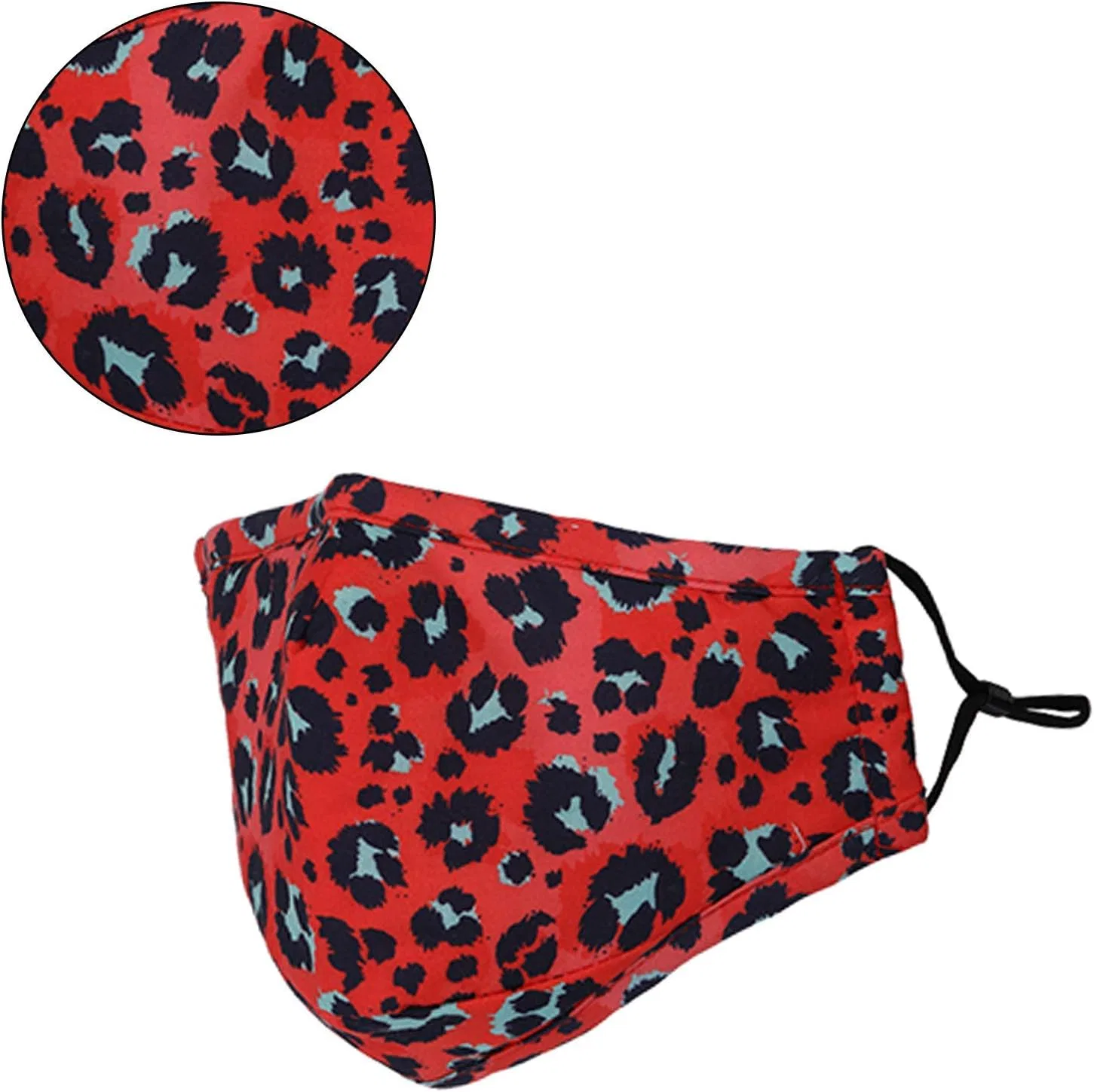Многоразовая тканевая маска для лица, 3 слоя, хлопок, Trimming Shop, 2 шт, Wine-Leopard Print — фото 2