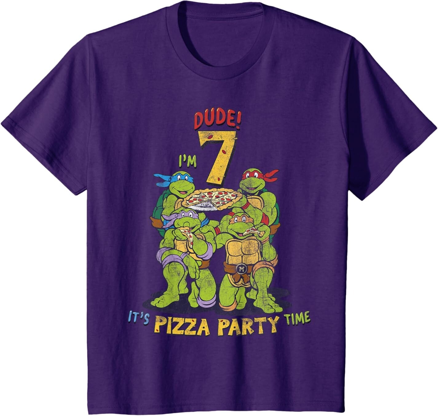 

Футболка для подростков Teenage Mutant Ninja Turtles I'm 7 Dude Pizza Birthday Party, фиолетовый