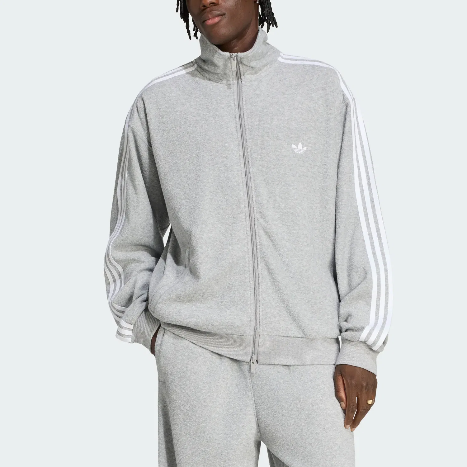 Женская куртка из букле с воротником-стойкой Adidas Originals, Medium Heather Gray — фото 4