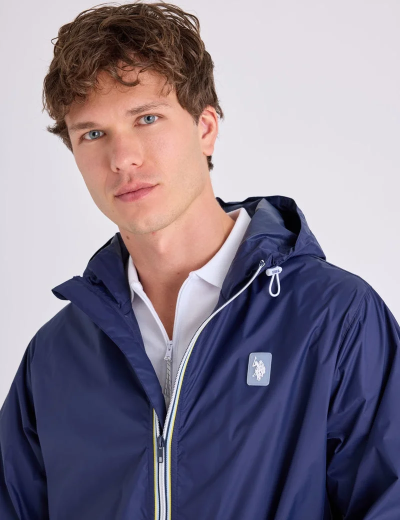 Мужская ветровка U.S. Polo Assn. Signature Stripe With Hood, классический темно-синий — фото 4